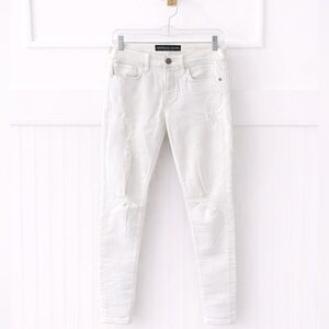 Express White Distressed Skinny Jeans